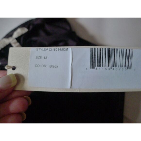 Halston Heritage Sheer Panel High Neck Gown - Black 12 - Picture 6 of 13